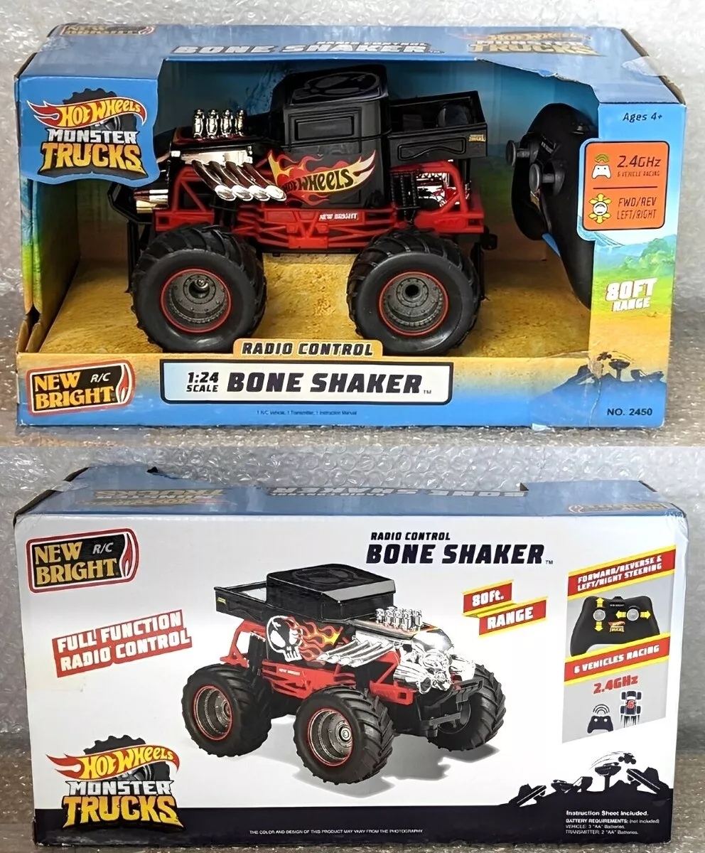 New Bright RC Bone Shaker Hot Wheels Monster Truck Scale 1:24, New, Damaged  Box