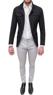 Abito Completo Uomo Spezzato Nero Grigio Sartoriale Slim Fit