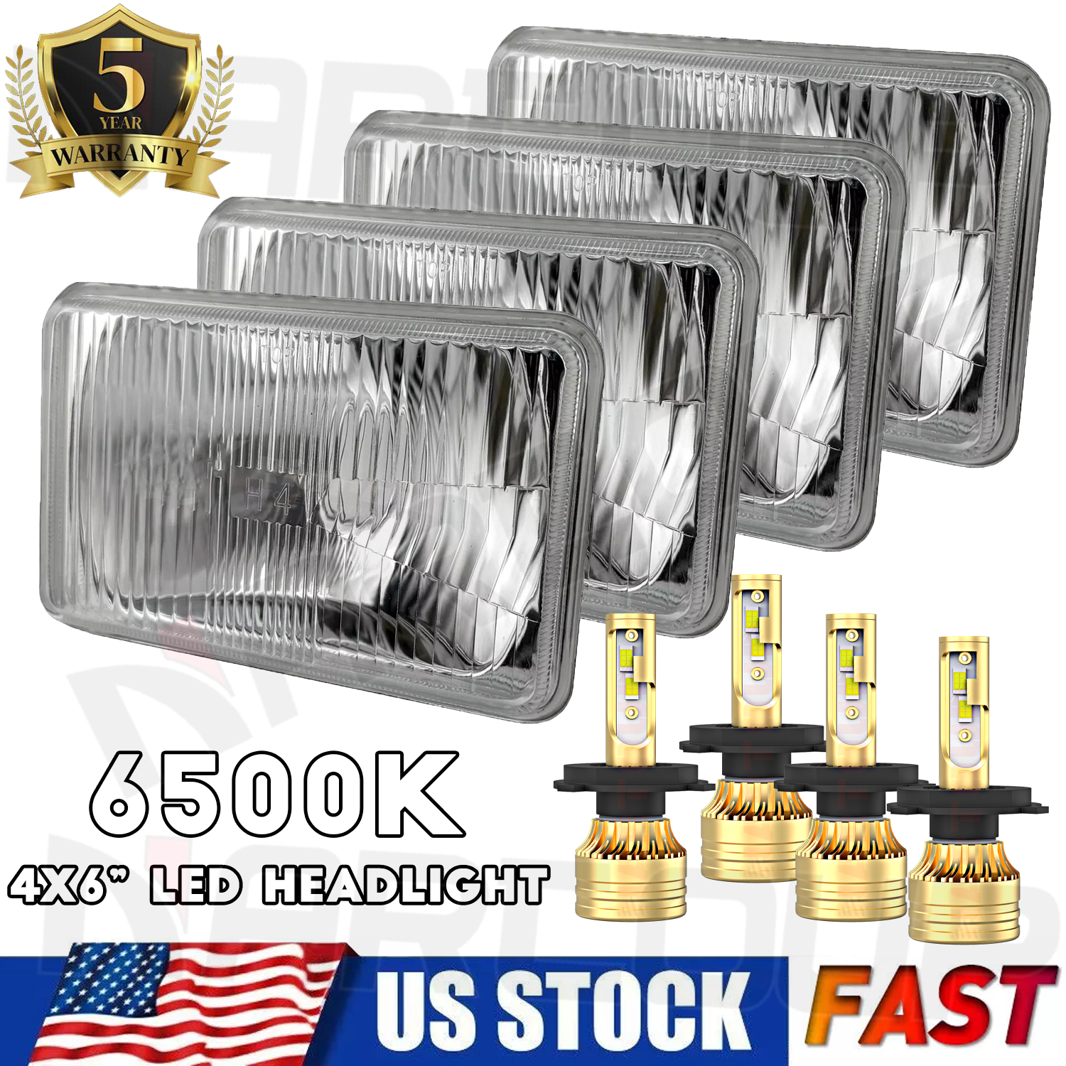 1980-1988 Chevrolet Monte Carlo SS & El Camino 4x6 LED Hi/Lo Headlights 4PC Set