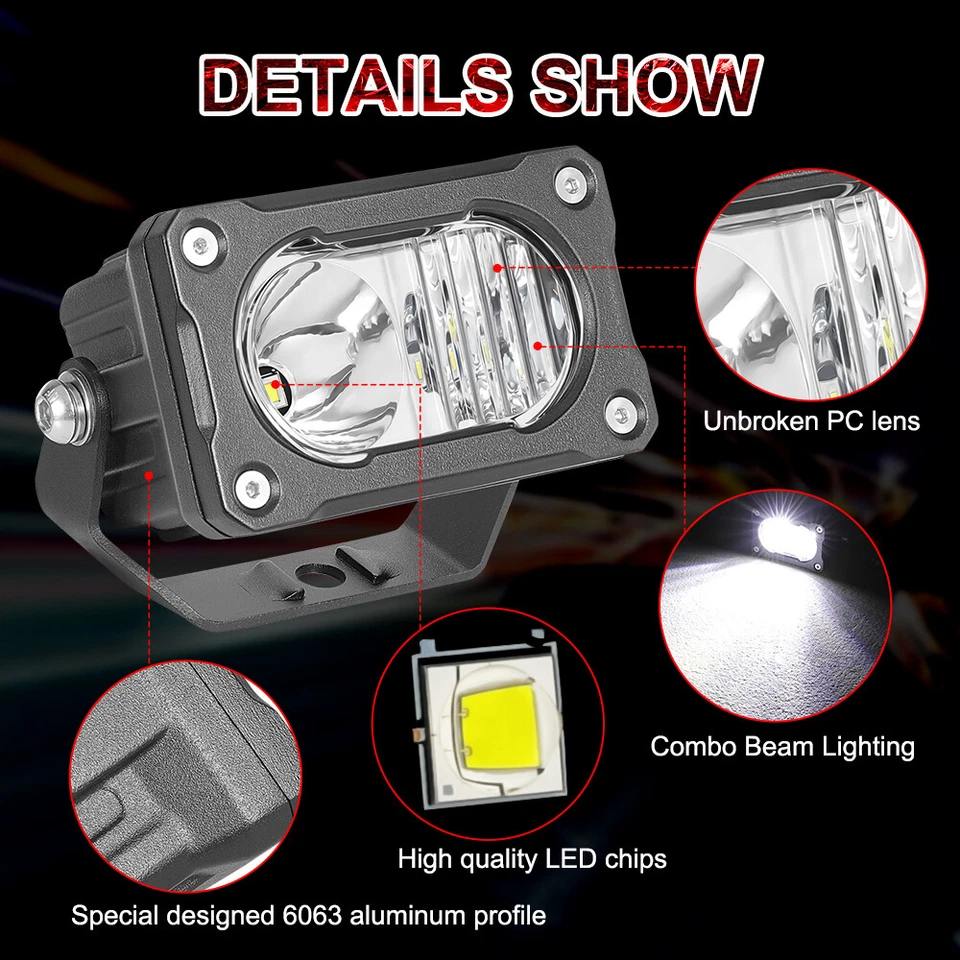 Combo Cubo Vainas LED Blanco 2x 3" para KAWASAKI KLR 650 2022-2024 KLR650 Foto 2 de 4