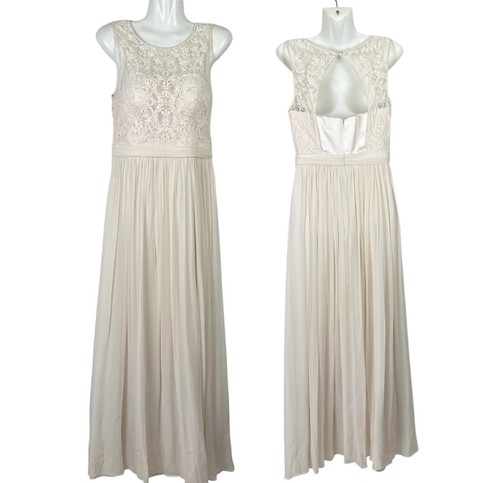 Forever New Maxi Dress Womens 10 S Ivory Silk Lace Sequin Beaded Bridal Wedding