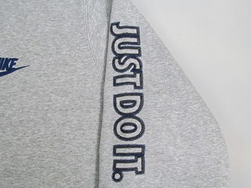Vtg Y2K Nike Hoodie Full Zip Mens XXL 2XL Gray Blue Swoosh Just Do It - Picture 5 of 8