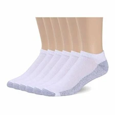 1 Pack of 6 Pair Hanes Men's Cushion Low Cut Socks, White,  (Shoe Size 6-12)
