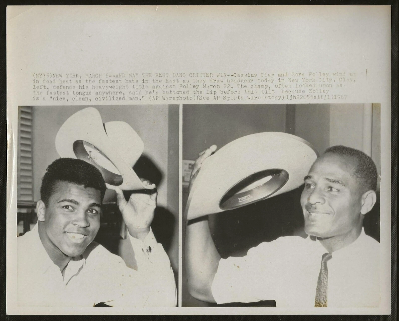 1967 Muhammad Ali & Zora Folley プレファイト ヴィンテージ オリジナル ボクシング AP ワイヤー 写真 - 画像1/2