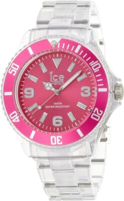 Ice PUPKBP12 Men's Ice-Pure Big Pink Dial Clear Plastic Bracelet