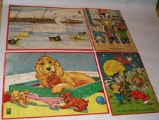 Lot of 4 Vintage Puzzles - 2 Milton Bradley 9" x 12" 32 pcs. 2 9.5" x 7"