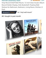Vinyl Record Shelf Wall Mount, 12 Inch Clear Acrylic Album Record Holder Display
