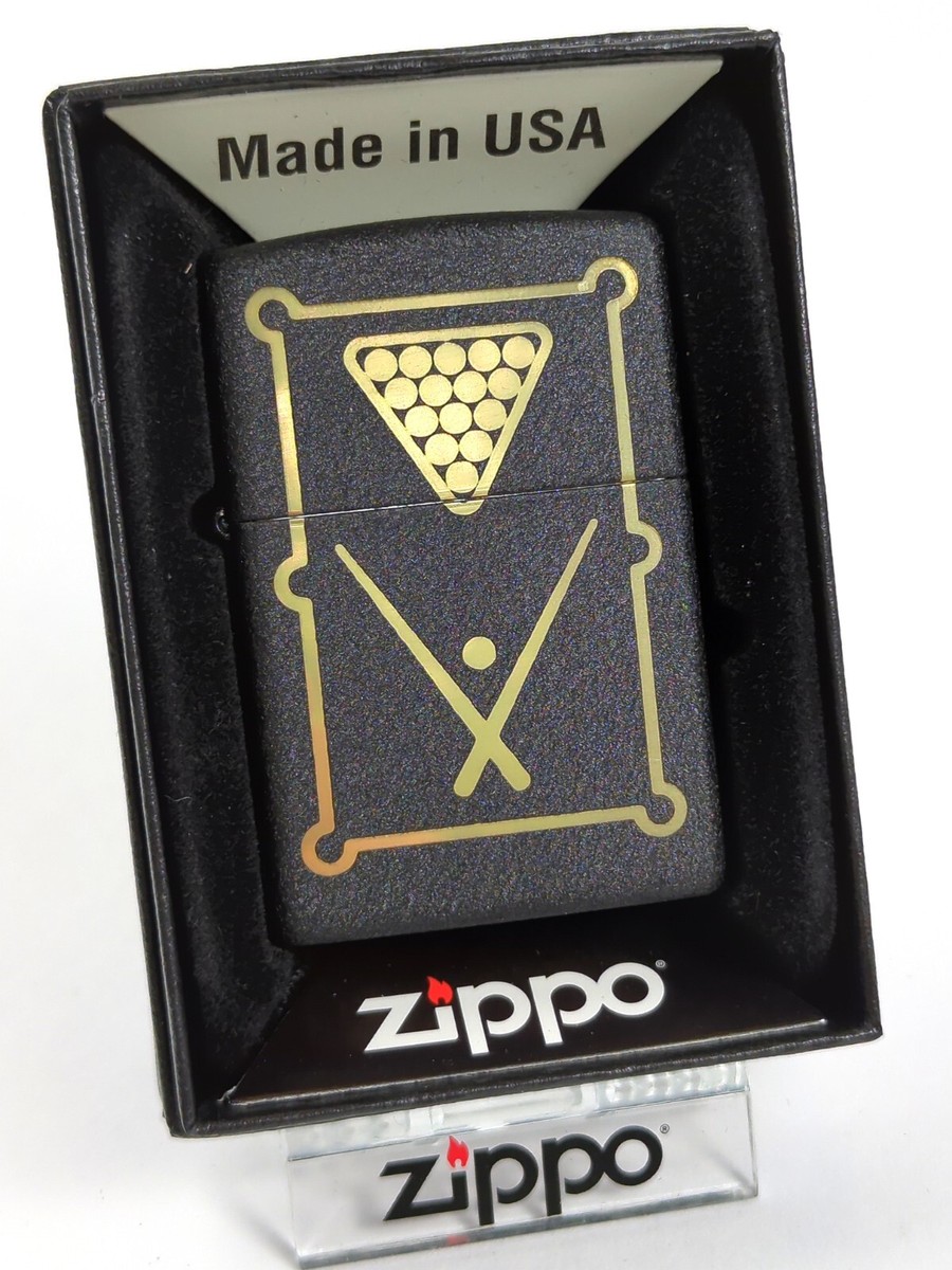 Zippo メジャー ZIPPO 48672 ENGRAVED BILLIARDS DESIGN on Black Crackle