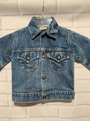 Vintage 70s Little Levis Kids 4T/5T Blue Denim Trucker Orange Tab