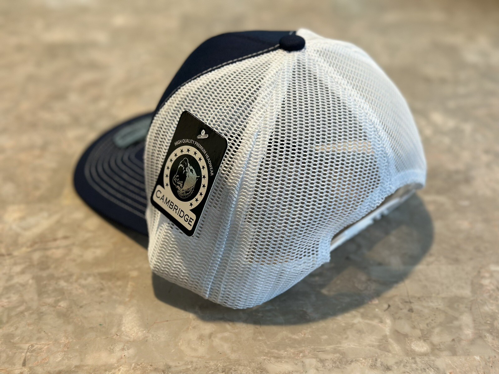 Cambridge Classic Trucker Hat Cap, Snap-On Logo Embroidered.