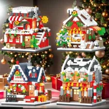 Christmas Street Scene Building Blocks Candy House Cafe House Bookstore Bricks