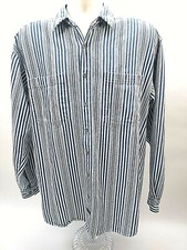 Arizona Mens Long/Sleeve Shirt Sz M/T Button Up Blue Stripe
