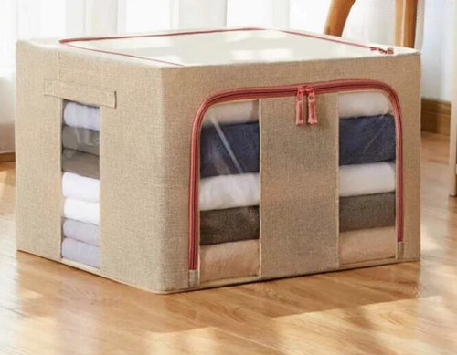 2024 Gray Steel Frame Container Cotton Foldable Cloth Storage Box Large Capacity - Picture 20 of 20