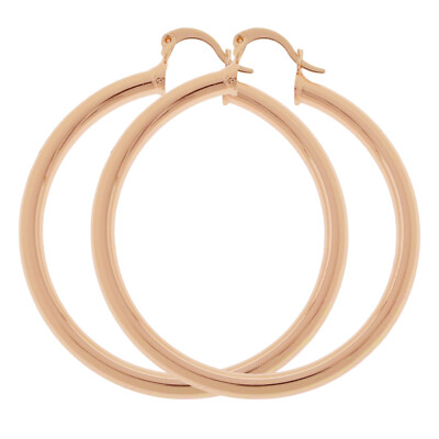 4mm THICK 14K Rose Gold Filled Round BIG Hoop Tube Earrings Click Top  30-80mm