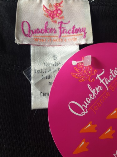 BNWTS QvC Quacker Factory BEADED DRAGONFLY TOP 3/4 SLEEVED BLACK size SMALL 14 - Picture 16 of 21