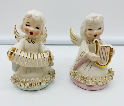 2 Vintage Fine A Quality Instrument Angels Spaghetti Trim Dress Robe Japan READ