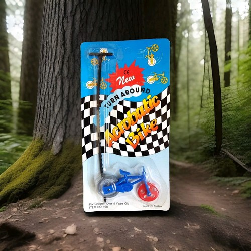 Vintage Pull Cord Bicycle Toy Playful Ribcord Acrobatic Bike Rare Collectible - Picture 1 of 8