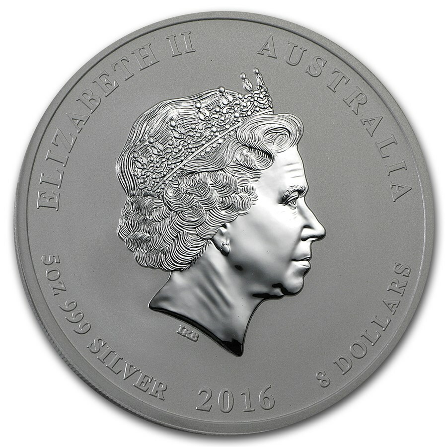 2016 Australia 5 oz Silver Lunar Monkey Perth Mint BU in