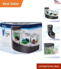 Betta Falls Aquarium Fish Tank - Elegant Design - QuietFlow Filtration, Black