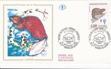 Enveloppe 1er Jour timbre 1991 PROTECTION NATURE LE CASTOR BEAVER BIBER