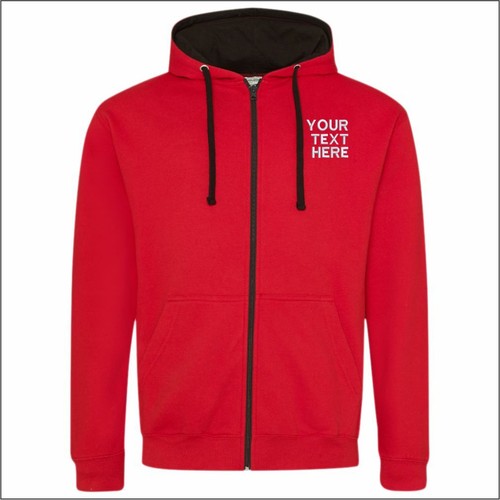 Custom Embroidered AWDis Unisex Varsity Hoodie Contrast Zip Up Hooded Sweatshirt - Picture 10 of 21