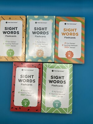 Think Tank Scholar Pre-K-3rd Sight Words Flash Cards 5 Packs Homeschool Teacher
