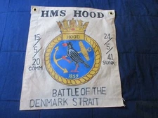 WWII BRITISH ROYAL NAVY HMS HOOD  BATTLE VICTORY    FLAG
