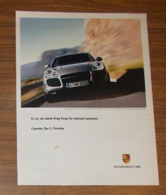 Rare Advertising PORSCHE CAYENNE - Like King Kong Hugging You 2003