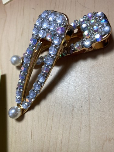 2 Large Aurora Rhinestone Crystal 3" Metal Hair Clips Wedding Bling Bridal Prom - Picture 6 of 9