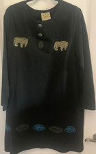 Blue Cactus Made in USA Black Shift W/Painted Designs Size M