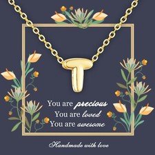 Gold Bubble Letter Necklace Silver Initial Necklaces for Women Dainty 14K Gol...