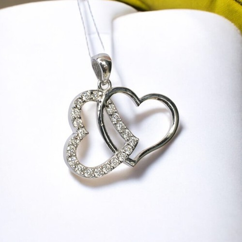 18 Ct Lab-Grown Diamond Pendant–925 Sterling Silver Heart Necklace MG006 - Picture 2 of 6
