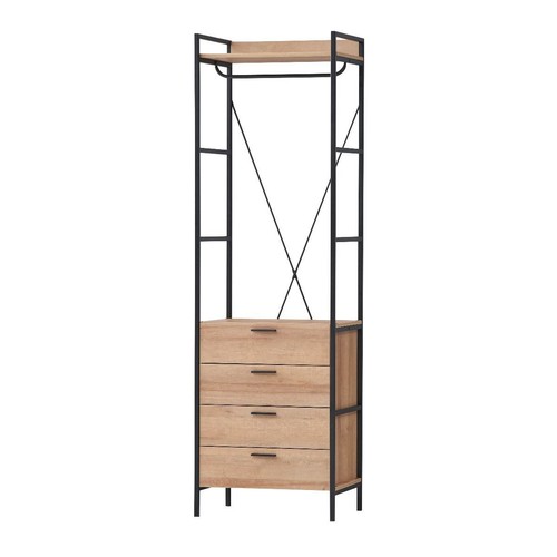 Open Wardrobe with Storage Drawers and Hanging Rail Bedroom Hallway Furniture - Picture 8 of 14