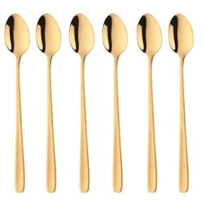 Long Handle Iced Tea Spoons Set of 6 8 inch 18/10 Heavy Duty Coffee Spoon Set...