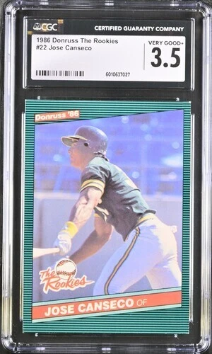 1986 Donruss The Rookies - #22 Jose Canseco (RC) CGC 3.5 VERY  GOOD+