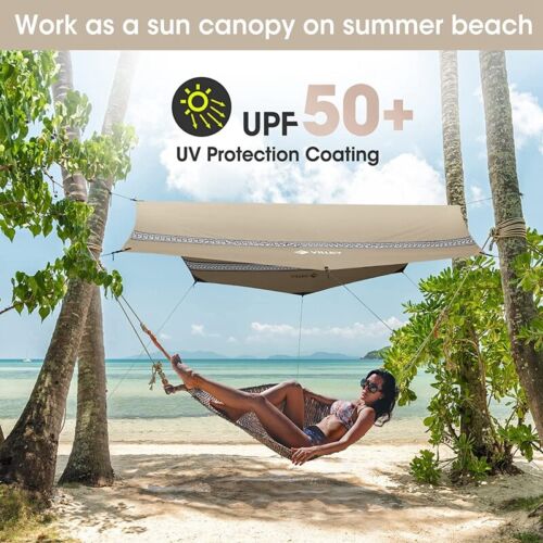 VILLEY Rain Fly Octagonal Tarp Camping Tarp Waterproof Hammock Tent Sun Shelter - Picture 5 of 12