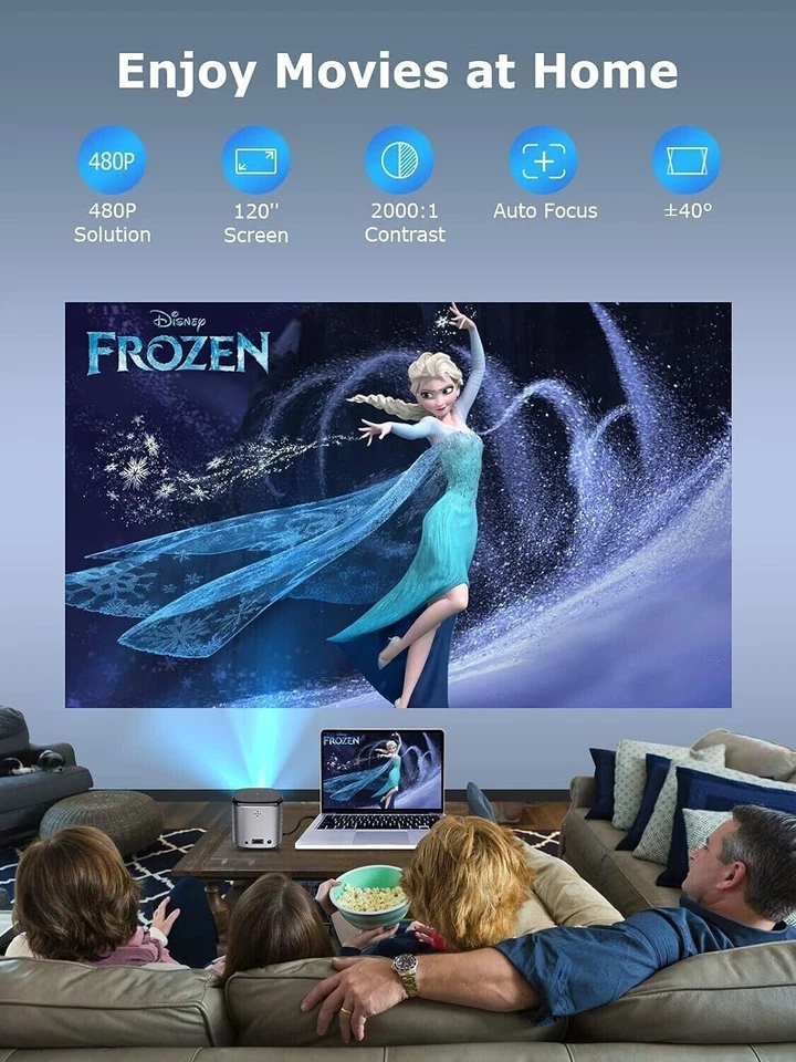Bonsaii Smart Projector Dolby WiFi Bluetooth Video Home Theater HDMI - Image 3 of 4