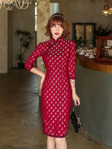 Women Summer Lace Qipao Lady Evening Party Dress Chinese Traditional Cheongsam - Picture 7 of 10