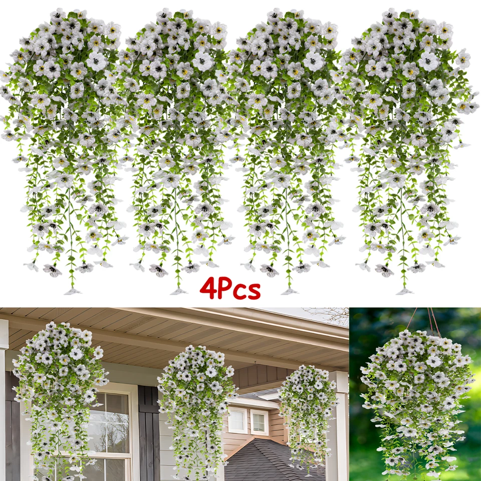 4件装人造花丝绸雏菊花环藤常春藤花园家居婚礼装饰 — 第 2/4 张图片