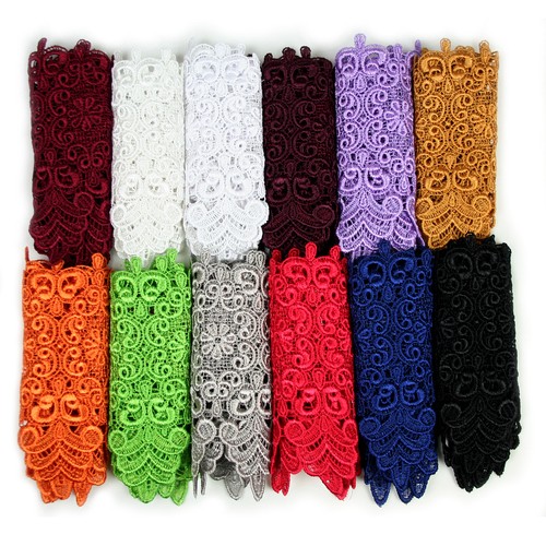 5-1/8" Green Orange Blue Black Gray Lilac Gold Floral Venice Lace Trim By Yard