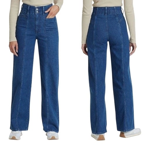 NWT Universal Thread High Rise Tailored Wide Jeans Dark Denim Blue Womens Size 4