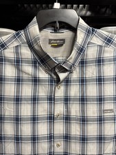Eddie Bauer Travex Button Down Shirt Men 2XL Tall Blue Plaid Long sleeve 2XLT