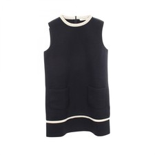 Max Mara Sleeveless Dress M Navy Gray Viscose Women's Vintage