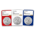 3pc Set - 2021 $1 1-oz T2 American Silver Eagle NGC MS69 Brown Label Red White