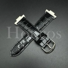 Black Leather Vintage Crack Shinny Watch Strap Band Fits for Tissot PRX Adapter