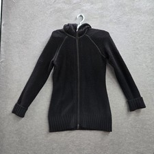 VINTAGE Armani Exchange Women Sweater L Black Full Zip Hooded 90s