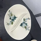 Red Wing pottery divided serving bowl 331 blue flowers 10” Rare pattern