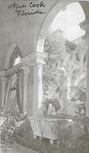 Vintage Florida Chrome Postcard Vizcaya Deering Italian Palazzo Fountain Group