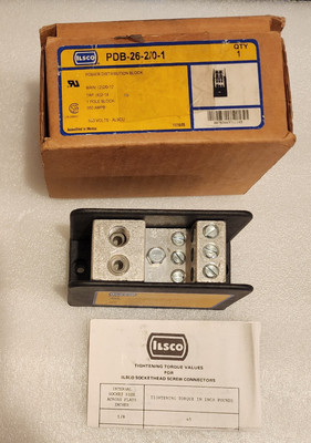 Ilsco PDB-26-2/0-1, 12 to 2/0, 14 to 2 AWG Secondary, Distribution Block, 1 pc.