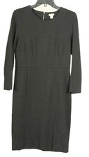 J. Crew Dress Women’s 8 Gray Sheath 3/4 Sleeve Stretch Exposer Zipper 